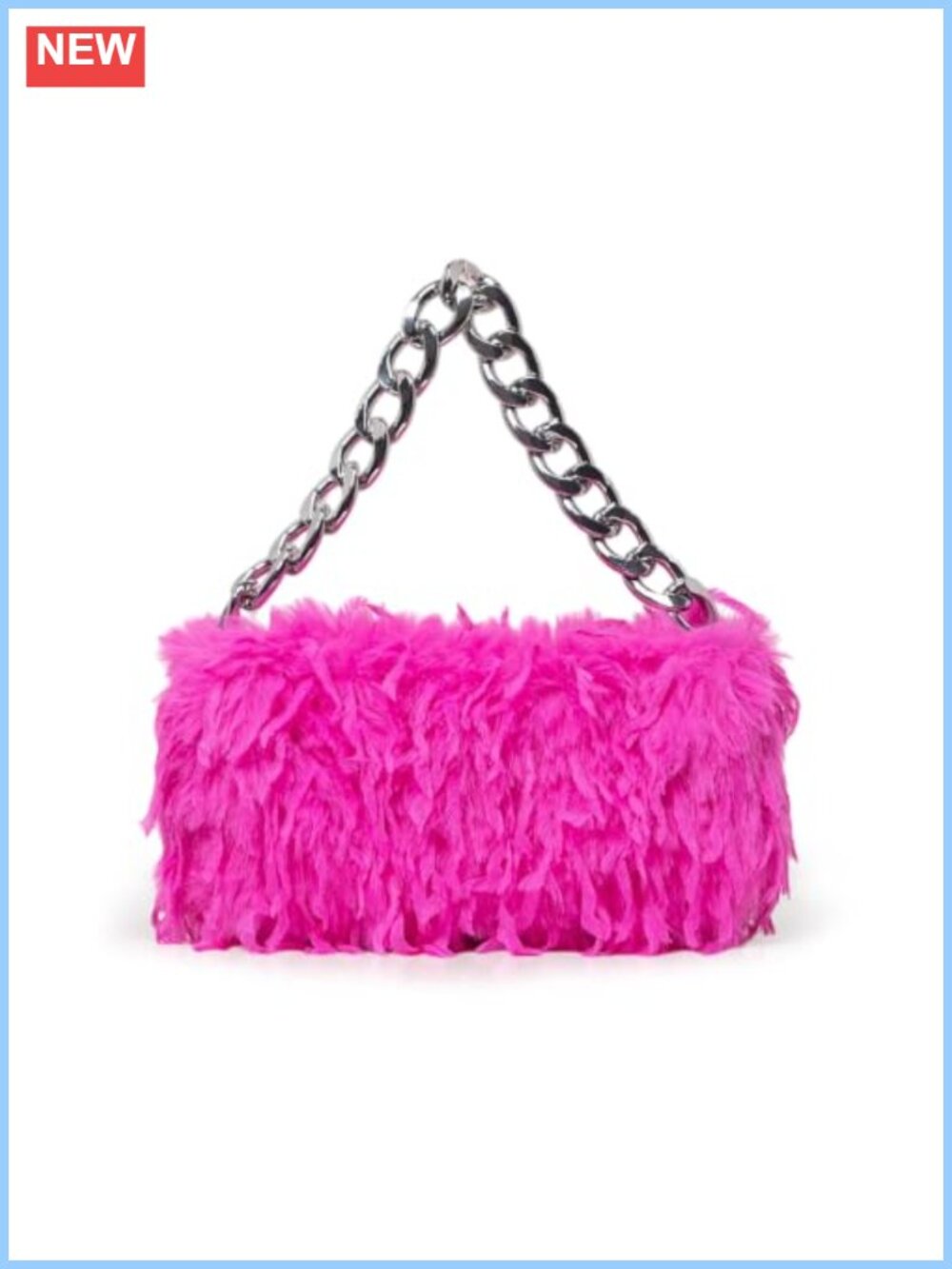 Fuzzy Feather Clutch Evening Bag Plush Double-Sided Chain Handle Purse